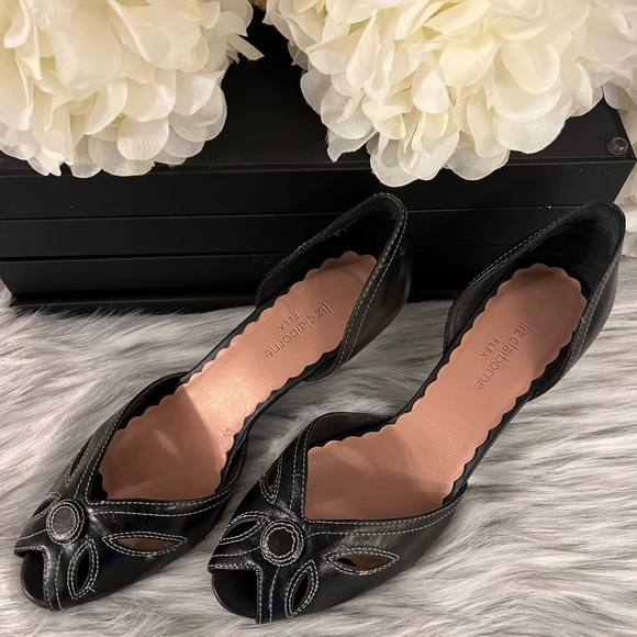 Liz Claiborne Flex ๐ Womens Black Open Toe High Heels - Picture 10 of 10